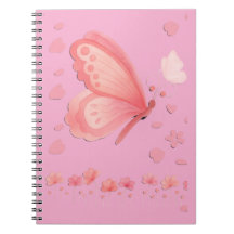 Pink Butterfly and Hearts Custom Photo Notebook