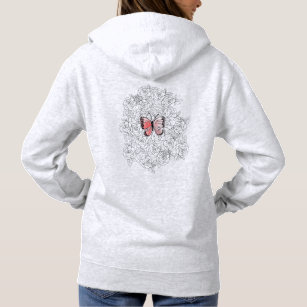 Pink Butterfly And Roses Art Hoodie