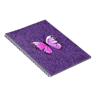 Pink Butterfly And Roses Art - Notebook