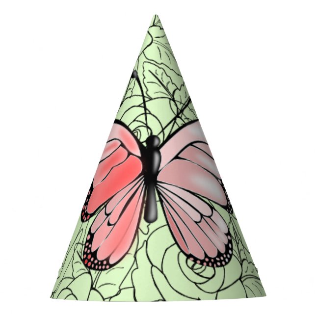 Pink Butterfly And Roses Party Hat - Your Colours (Front)
