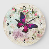Pink Butterfly and Shabby Vintage Roses