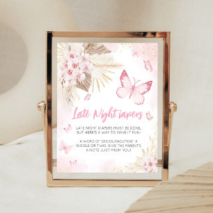 Pink Butterfly Baby Shower Don't Say Baby Sign