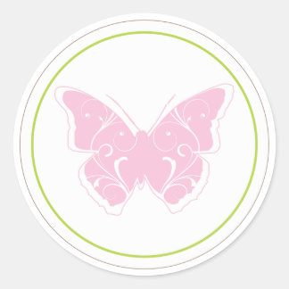 Pink Butterfly Baby Shower Favour Sticker