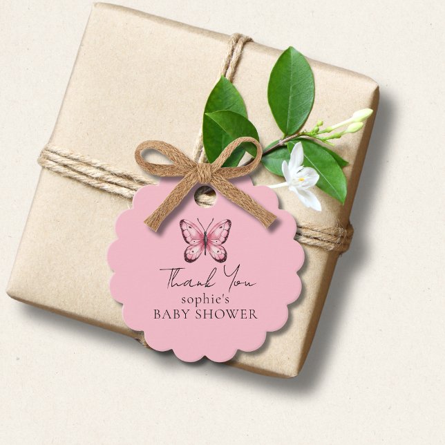Pink Butterfly Baby Shower Favour Tags (Creator Uploaded)