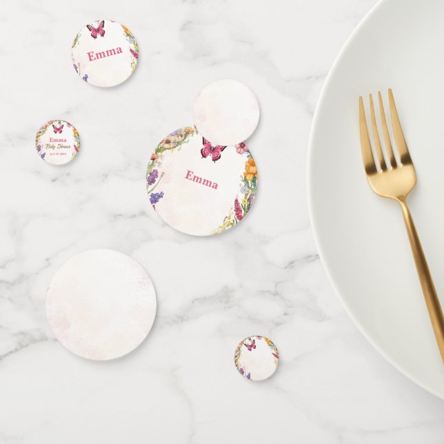 Pink Butterfly Baby Shower Floral Garden Confetti (Group)