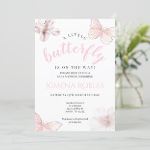 Pink Butterfly Baby Shower Girl Invitation