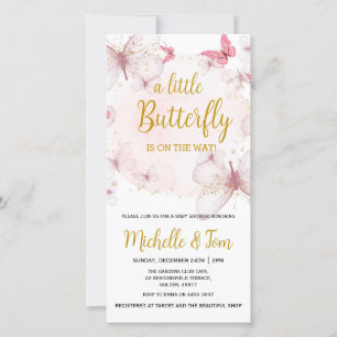 Pink Butterfly Baby Shower Invitation