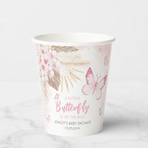 Pink Butterfly Baby Shower Paper Cups