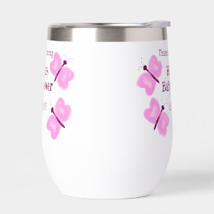 Pink butterfly Baby shower watercolor add name