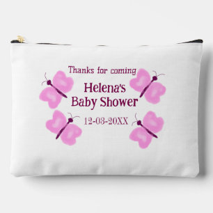 Pink butterfly Baby shower watercolor add name  Accessory Pouch