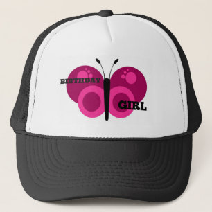 Pink Butterfly Birthday Girl Trucker Hat