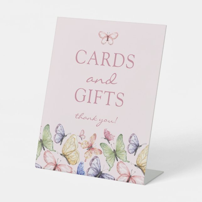 Pink Butterfly Birthday Pedestal Sign (Front)