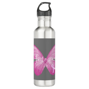 Pink Butterfly Breast Cancer Survivor 710 Ml Water Bottle