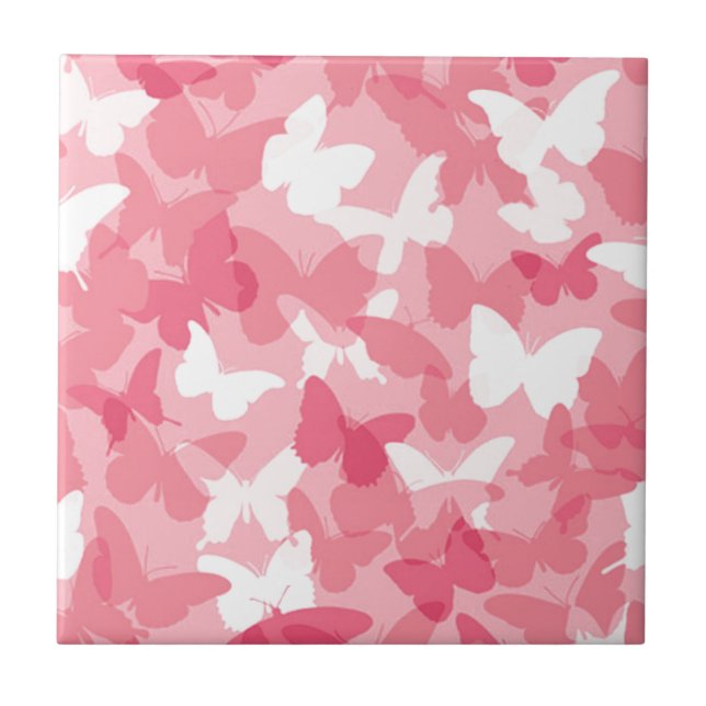 Pink Butterfly Camouflage Tile (Front)