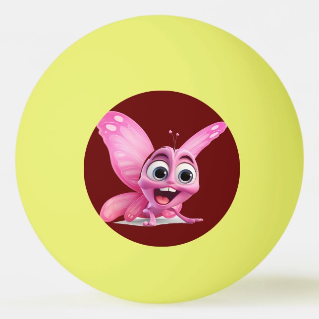 pink butterfly cartoon The smart butterfly cartoon Ping Pong Ball (Front)