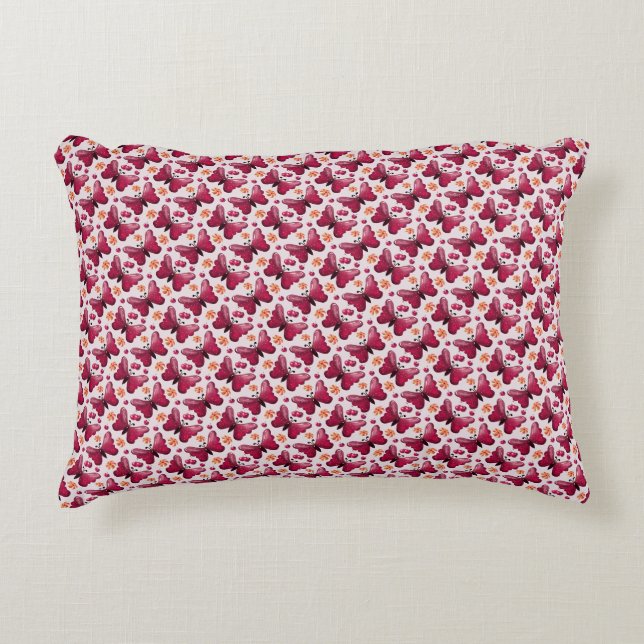 Pink Butterfly Cherry Seamless Pattern Decorative Cushion (Front)