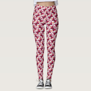 Pink Butterfly Cherry Seamless Pattern Leggings
