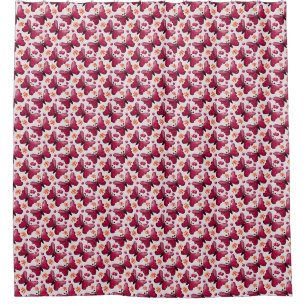 Pink Butterfly Cherry Seamless Pattern Shower Curtain