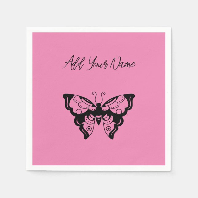 Pink Butterfly - Create Your Own (CYO) Napkins (Front)