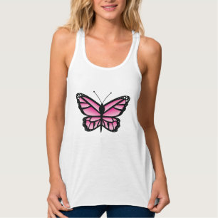 Pink Butterfly Cute Cartoon Illustration Singlet