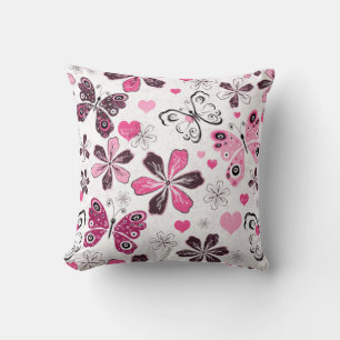 Pink Butterfly Decorative Cushion