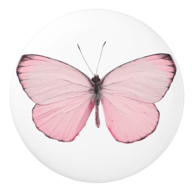 Pink Butterfly Drawer or Door Knob (Front)