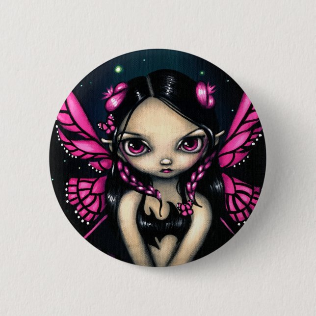 "Pink Butterfly Fairy" Button (Front)