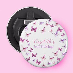 Pink Butterfly First Birthday Girl Party Favour Bottle Opener