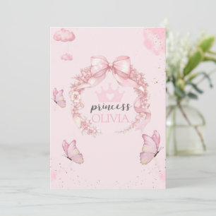 Pink Butterfly First Birthday Invite for Baby Girl