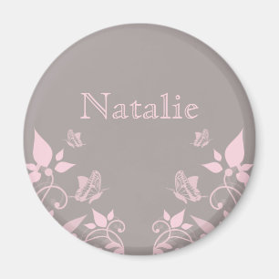 Pink Butterfly Floral Magnet