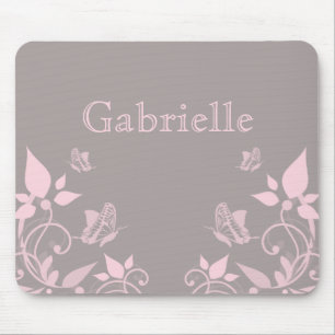 Pink Butterfly Floral Mousepad