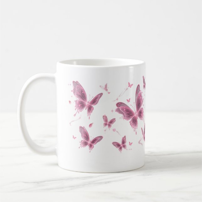  Pink Butterfly Floral Mug (Left)