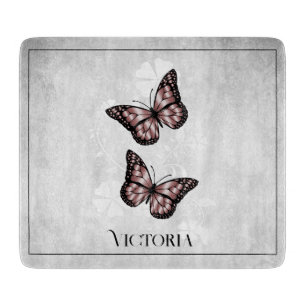 Pink Butterfly Floral Personalised Cutting Board