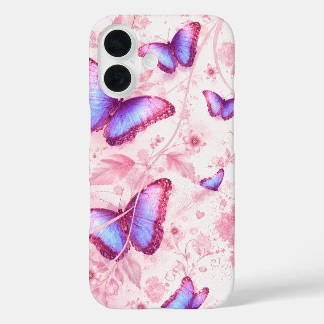 Pink butterfly floral phone case. Case-Mate iPhone case (Back)
