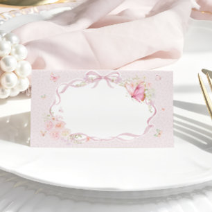 Pink Butterfly Floral Place Card