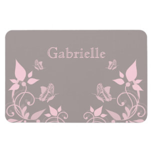 Pink Butterfly Floral Premium Magnet