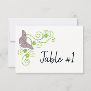 Pink Butterfly Floral Reception Table Card