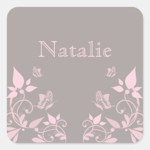Pink Butterfly Floral Stickers