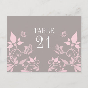 Pink Butterfly Floral Table Number Postcard