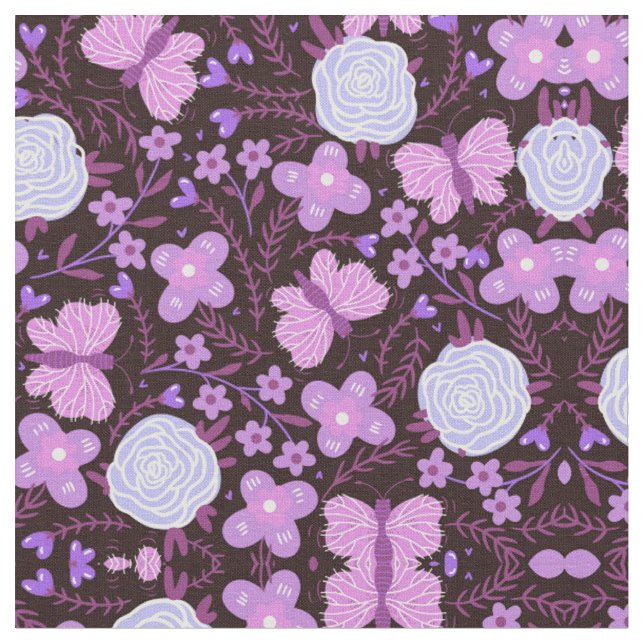 Pink Butterfly Flower Fabric (Close Up)