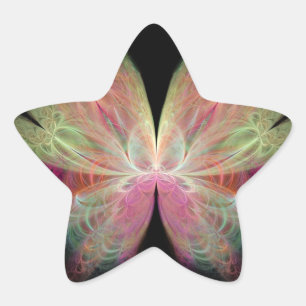 Pink Butterfly Fractal Star Sticker