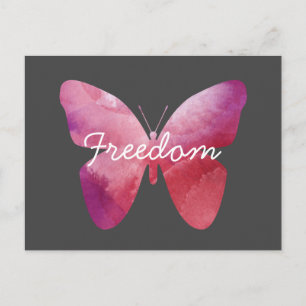 Pink butterfly freedom whimsical postcard