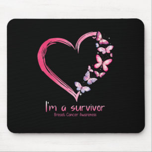 Pink Butterfly Heart I'm A Survivor Breast Cancer  Mouse Pad