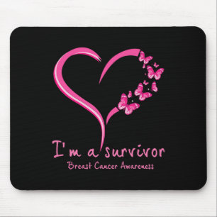 Pink Butterfly Heart I'm A Survivor Breast Cancer Mouse Pad