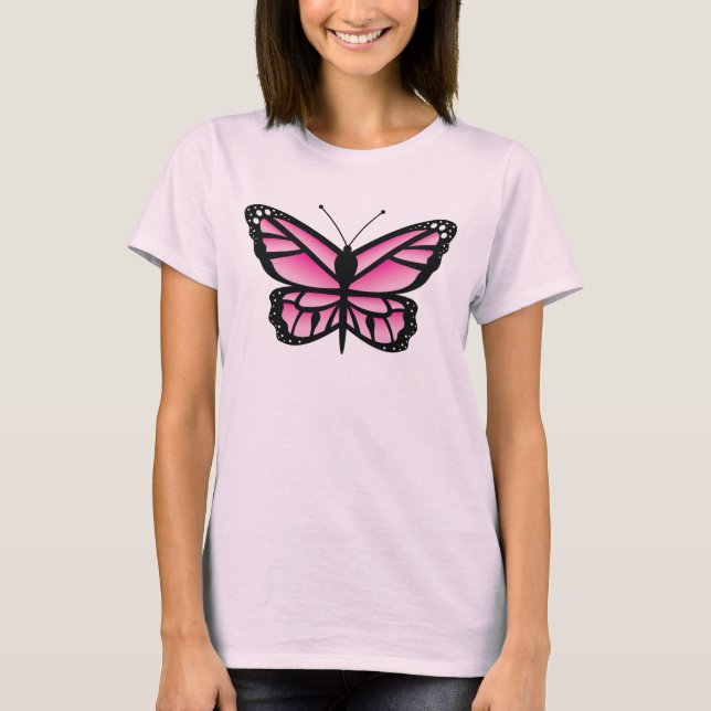 Pink Butterfly Illustration T-Shirt (Front)