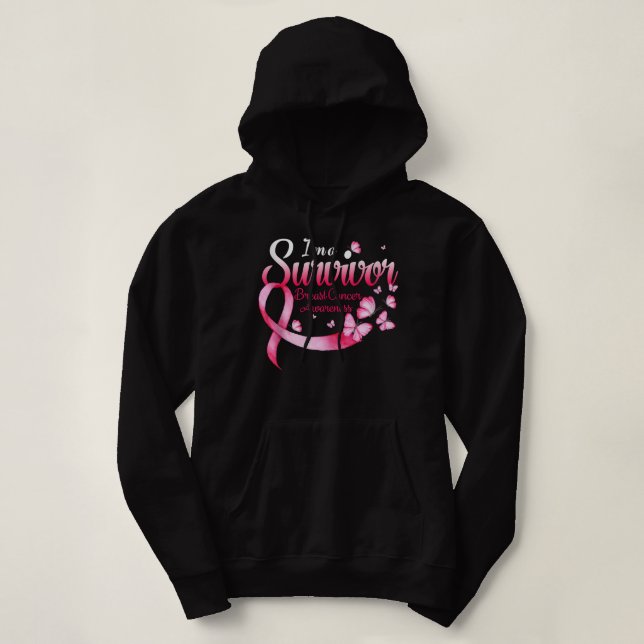 Pink Butterfly I'm A Survivor Breast Cancer Awaren Hoodie (Design Front)