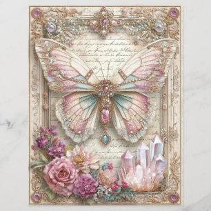 Pink Butterfly Junk Journal Scrapbook Paper
