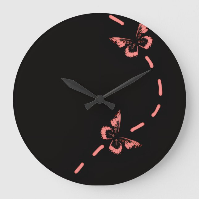 Pink butterfly large clock (Front)