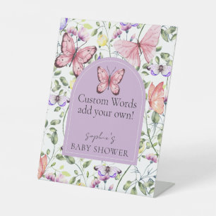 Pink Butterfly Lavender Arch Custom Words Pedestal Sign