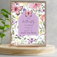 Pink Butterfly Lavender Arch Welcome Baby Shower